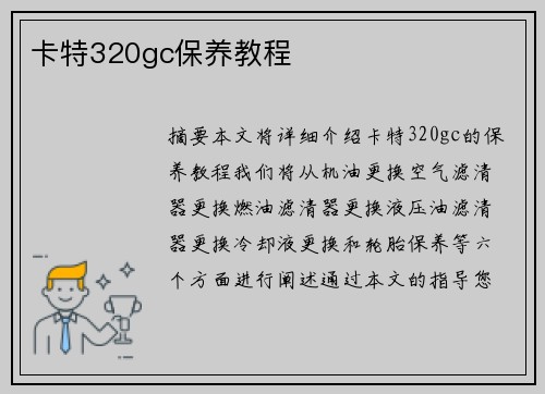 卡特320gc保养教程